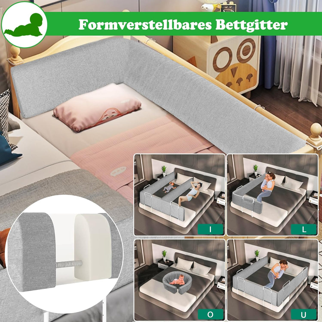 SUBTLETY Bettgitter Baby Rausfallschutz Bett 150cm Bettschutzgitter für Kinder 5-Loch Höhenverstellb