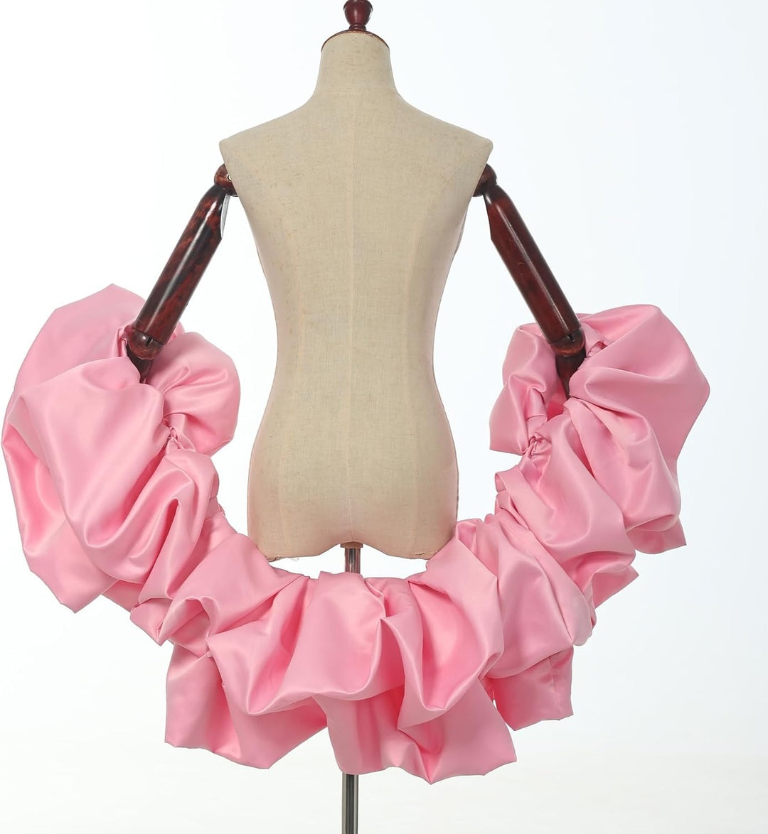 Satin-Umhang mit Puffärmeln, Brautschal, gerüschter Bolero, Wickeltuch für Braut, Hochzeitskleid, Ve