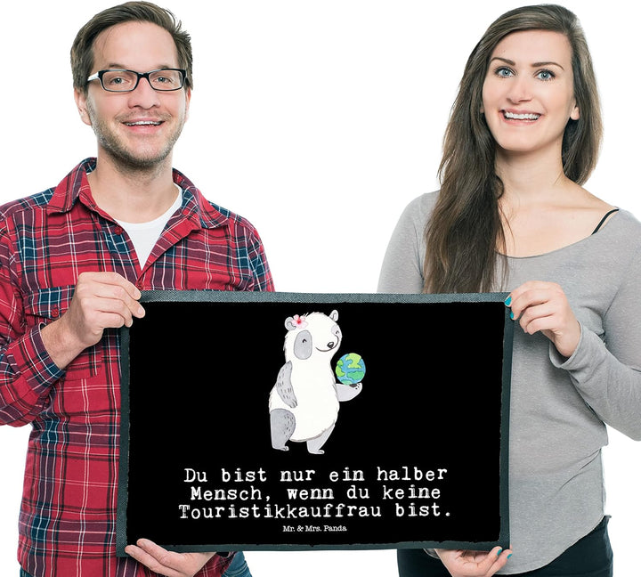 Mr. &amp; Mrs. Panda 50 x 75 cm Fussmatte Touristikkauffrau mit Herz - Geschenk, Arbeitskollege, Danke,