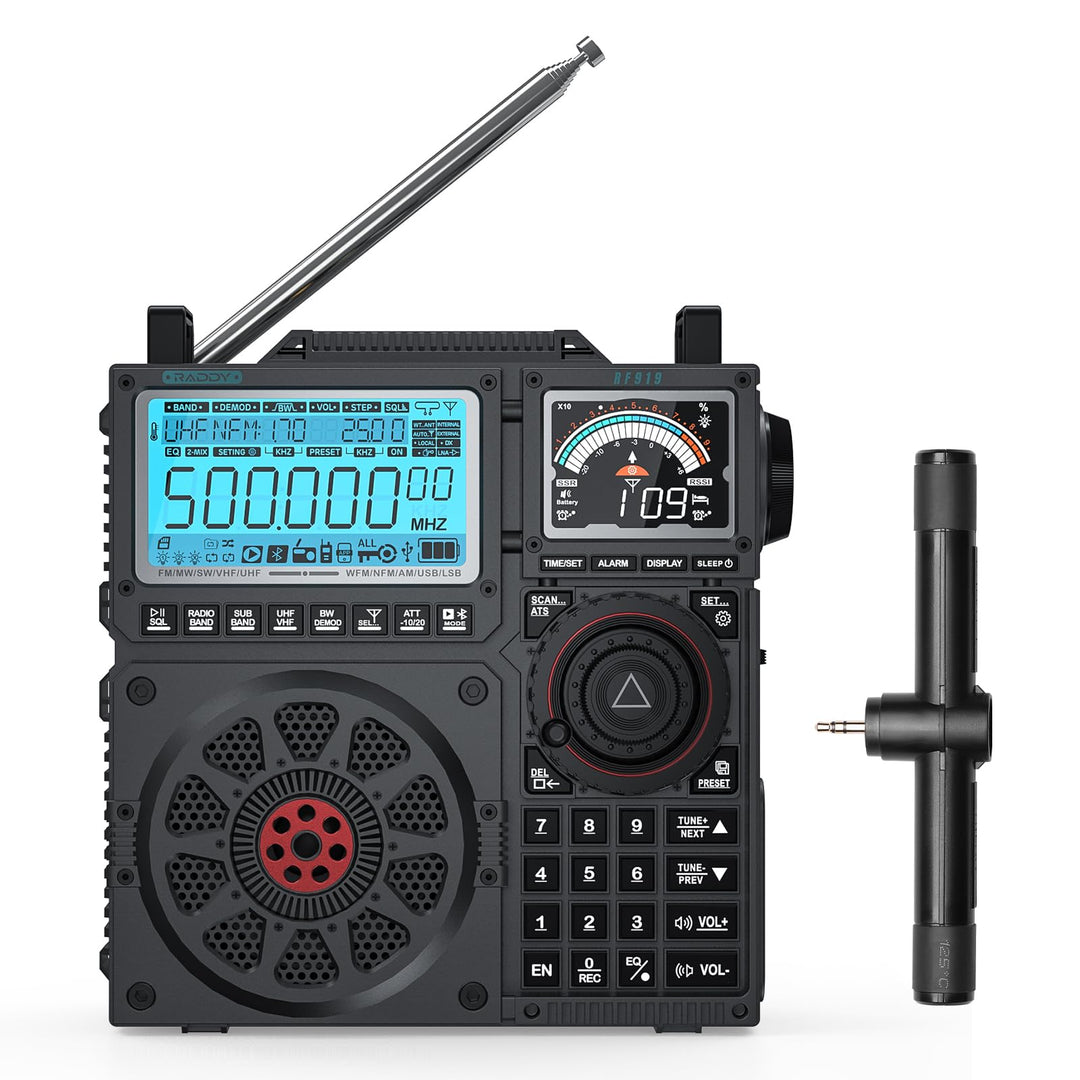 Raddy RF919 SSB Kurzwellenradio, Vollband FM AM SW VHF UHF AIR CB und SSB Weltempfänger, mit Antenne