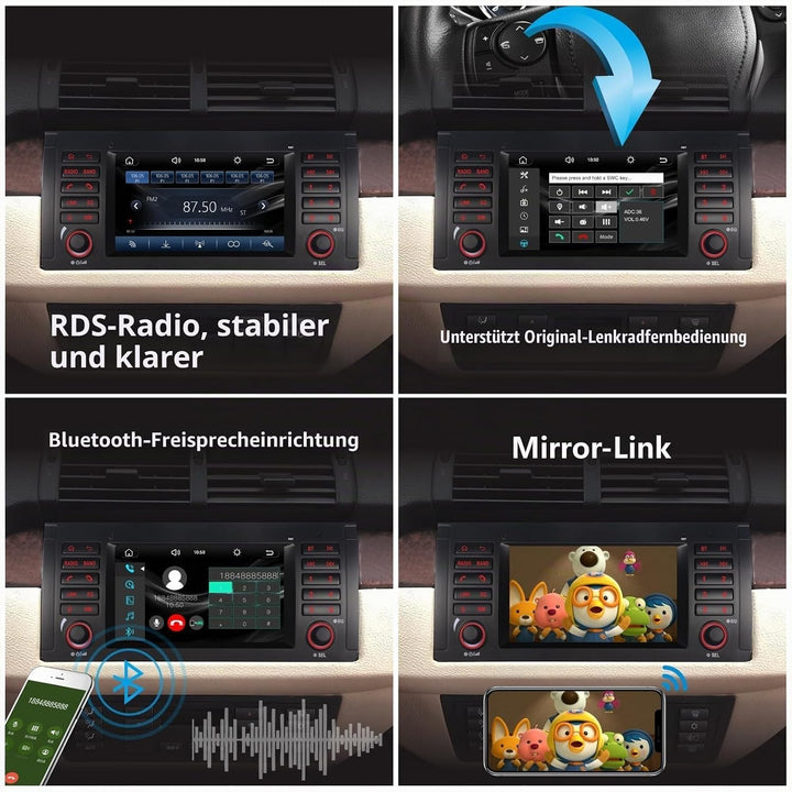 LXKLSZ Autoradio für BMW E39 E53 5er X5 M5 Kompatibel mit drahtlos Carplay/Android Auto mit 7 Zoll I