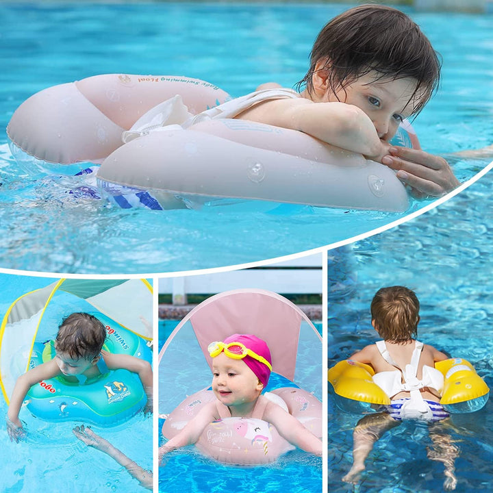 Schwimmring Baby ab 6-36 Monate, Schwimmring mit Sonnendach Entfernbar, Aufblasbare Schwimmtrainer m