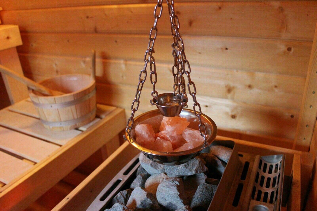 Sauna Verdampferschale Kräutertopf Edelstahl für Sauna und Spa Aroma Aufguss - 16cm, Muster: Saunasc