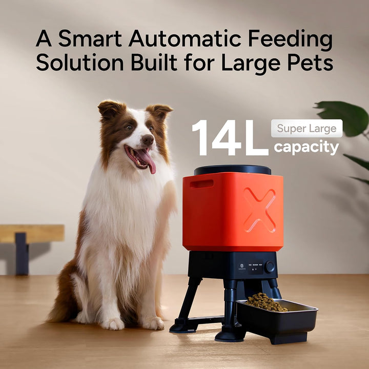 14L Automatischer Hundefutterspender für grosse Rassen - Extra grosse Kapazität, Anti-Blockage, zeit