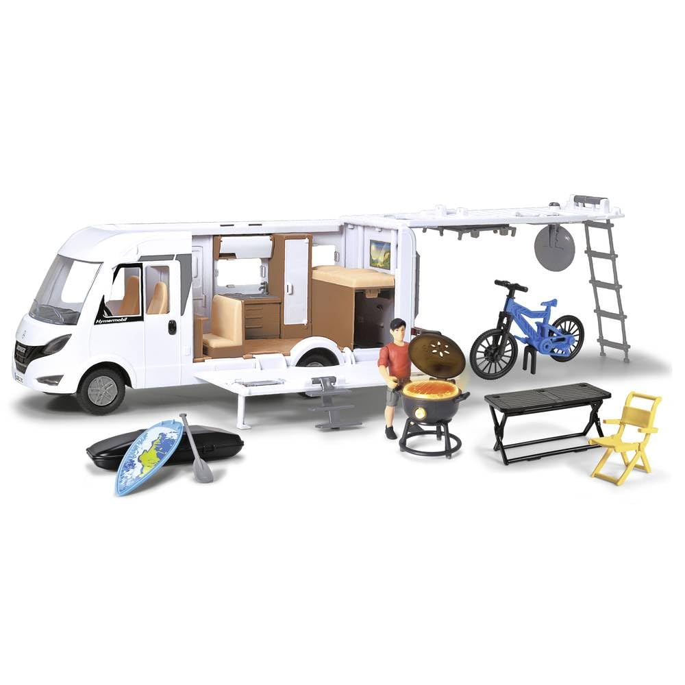 Dickie Toys Spielzeug Wohnmobil (30 cm) - Aufklappbarer Hymer Camping Van mit Figur, Grill und Zubeh