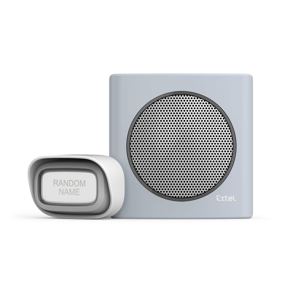 EXTEL diBi Flash Soft Grey Funk Türklingel, bis zu 200m Reichweite, Grau / Blau