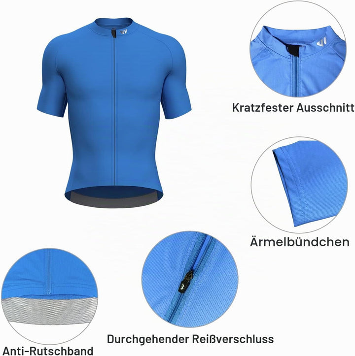 Lo.gas Radtrikot Herren Kurzarm, Rennrad Trikot Durchgehender Reissverschluss mit 3 Taschen XL Kurza