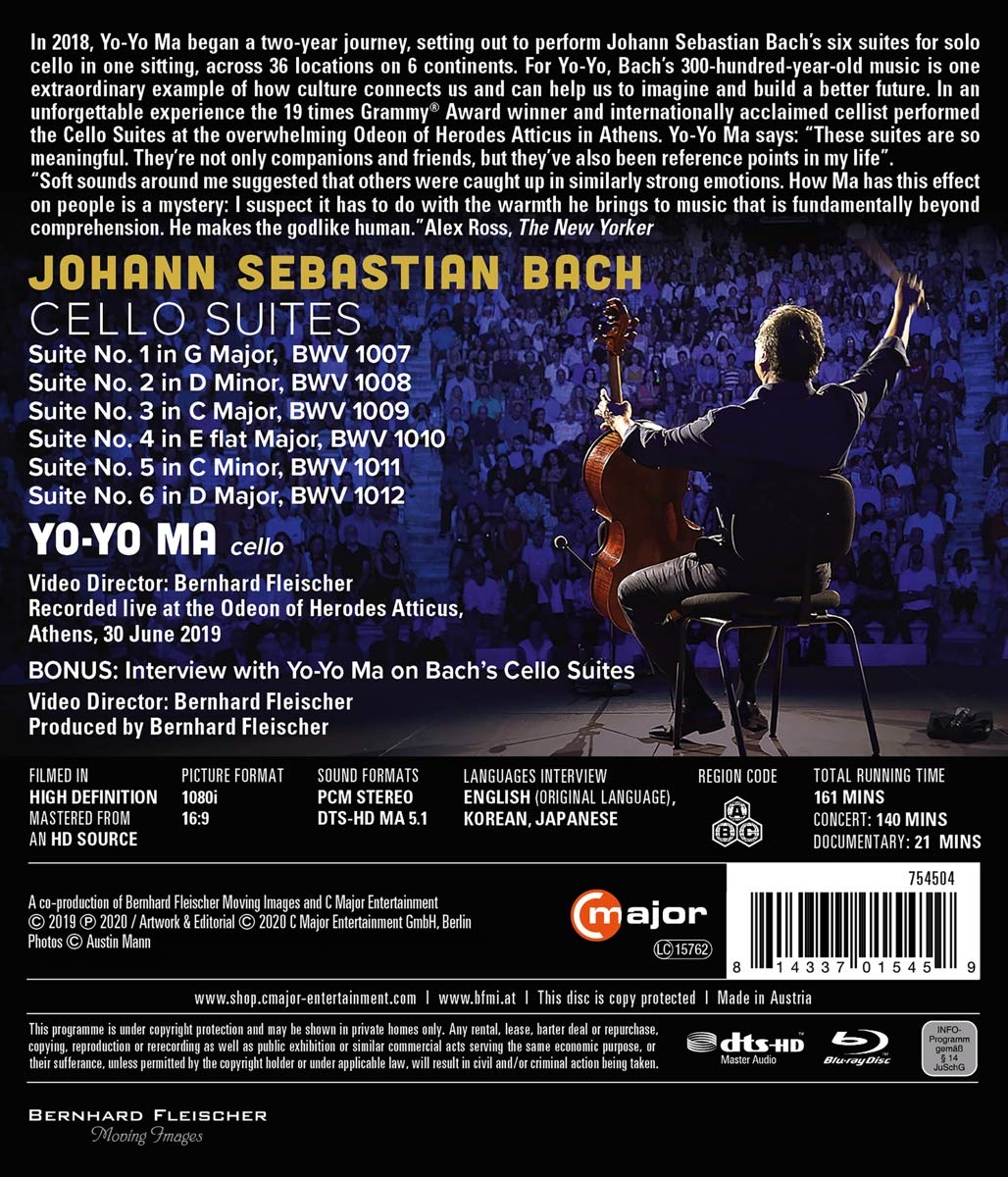 Yo-Yo Ma: The Bach Project, Blu-ray