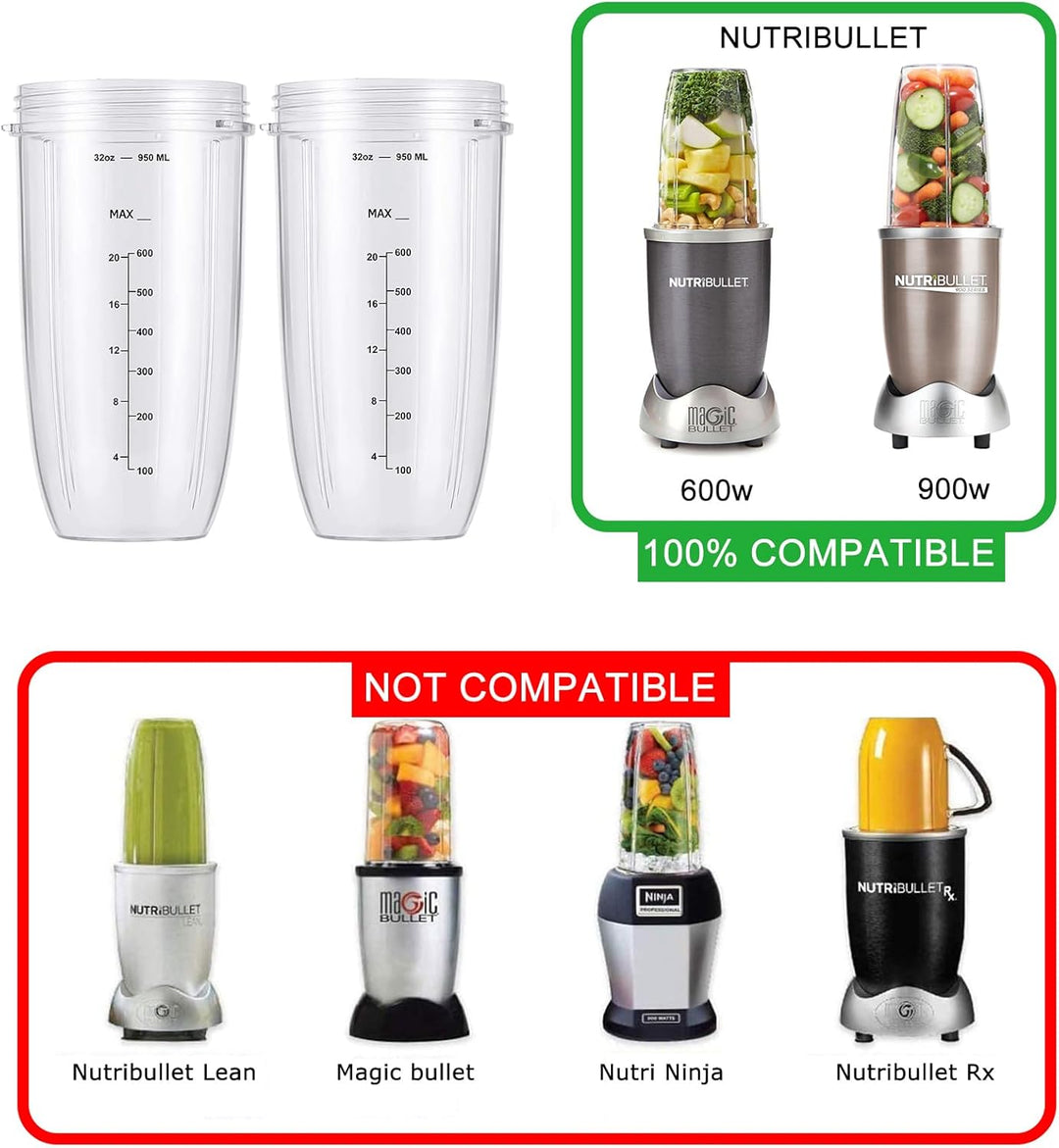950ml Becher Kompatibel mit NutriBullet 600 W/Pro 900 W Elektrischer Mixer, Cups, Entsafterbecher Er