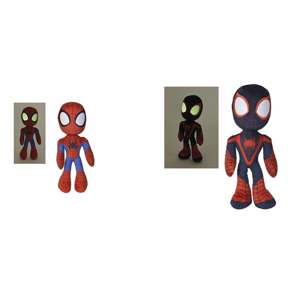Simba 6315875810X12 - Disney Marvel Spidey, 25cm Plüschfigur mit Glow in The dark Augen &amp; 6315875812