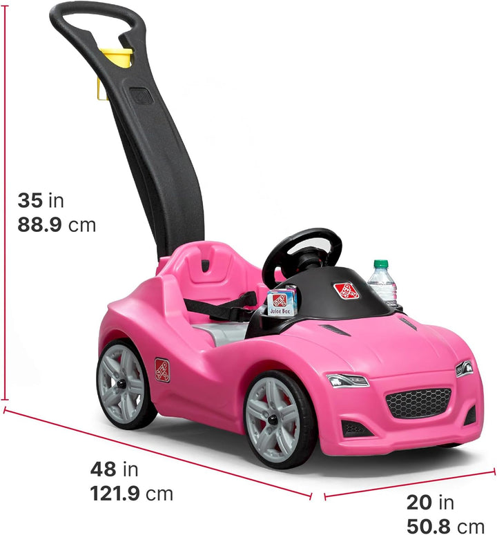 Step2 Whisper Ride Kinderauto/Rutscher in Rosa | Spielzeug Auto mit Schiebestange | Kinderfahrzeug/R