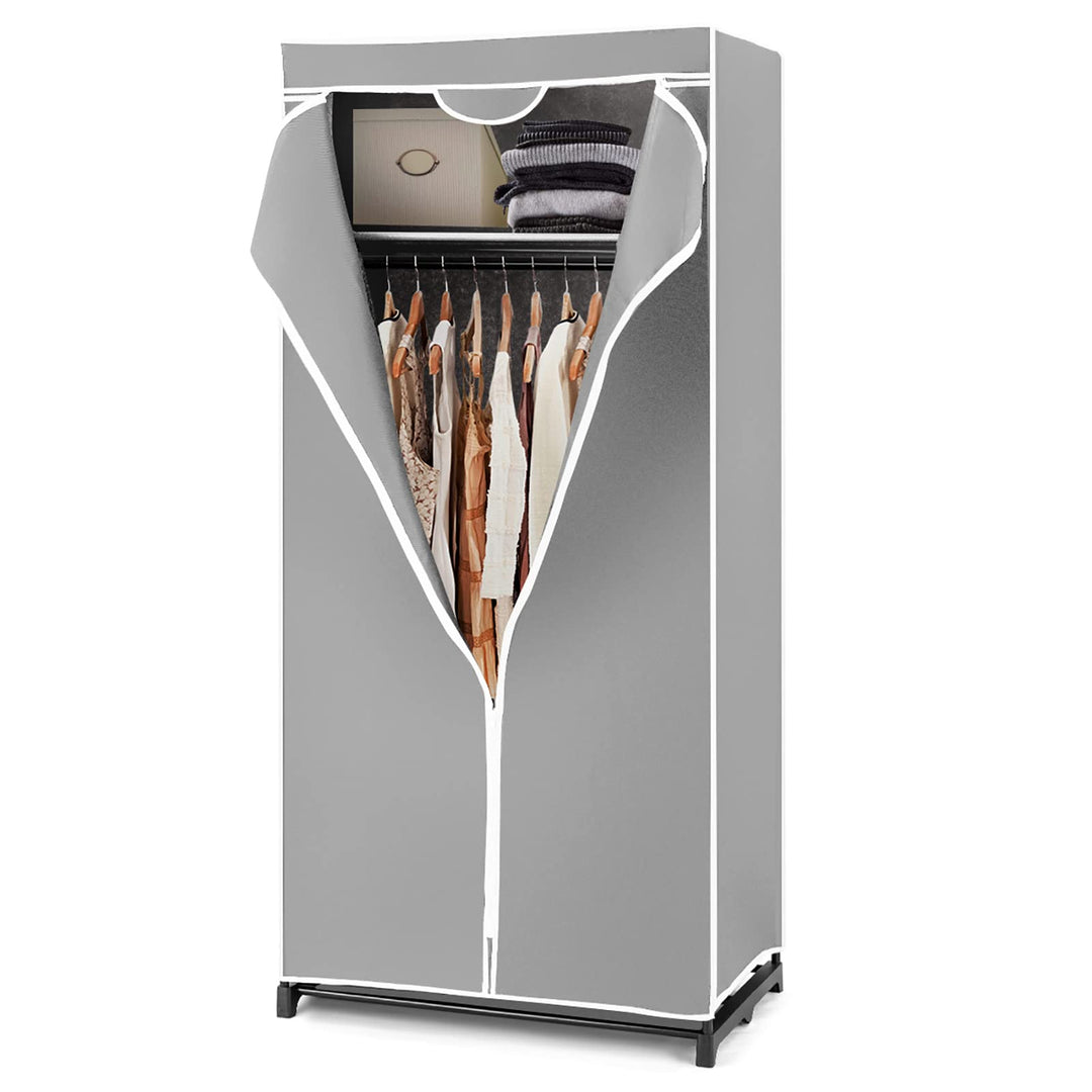 GIANTEX Kleiderschrank Stoffschrank mit Kleiderstange & Ablage, Faltschrank 74 x 50 x 172 cm, Kleide