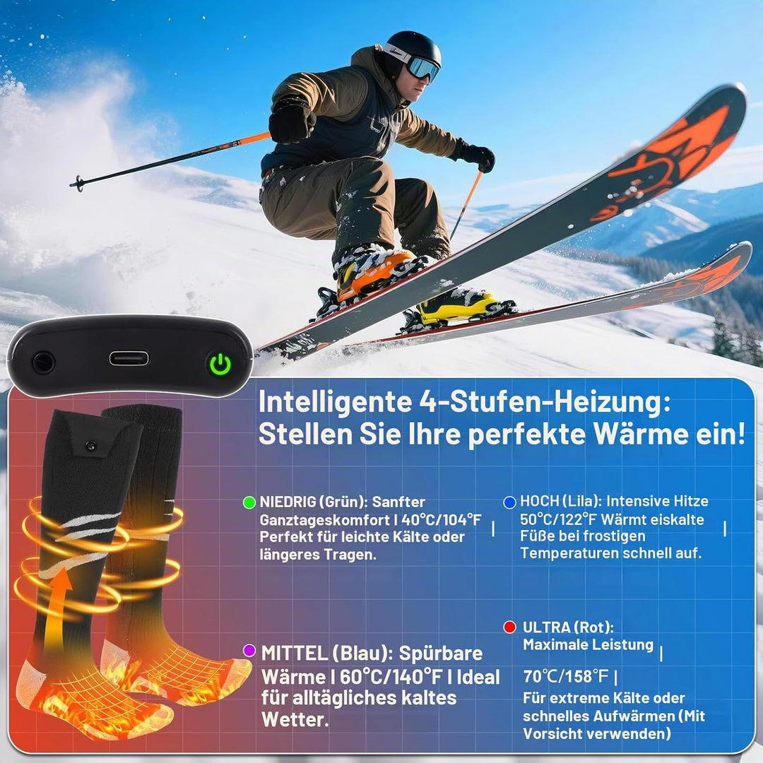Beheizbare Socken mit APP Wiederaufladbare elektrische Beheizte Socken für Damen und Herren 4 Temper