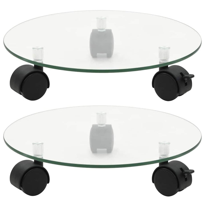 vidaXL Pflanzenst?nder mit Rollen 2 St¡§1ck Hartglas 28 cm Rund