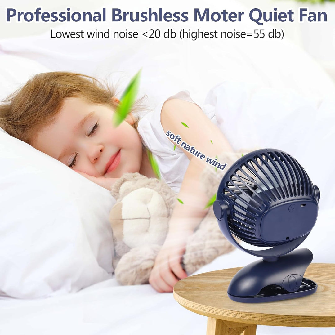 Dreamhigh® USB Ventilator 10000mAh, Maximale Akkulaufzeit 35 Stunden, 360° Drehung Mini Ventilator A