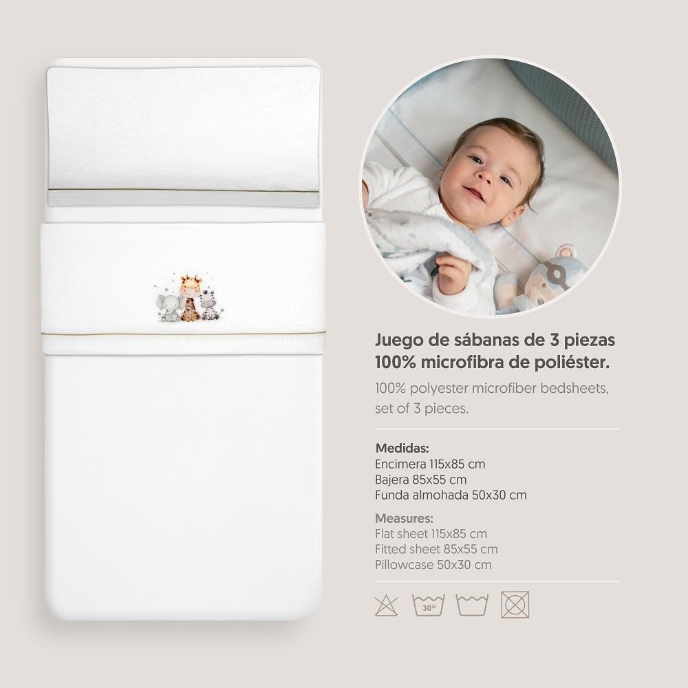 Interbaby - Bettwäsche-Set für Kinderbett, 50 x 80 cm, Baby - Winter-Bettwäsche aus Coralina-Stoff -
