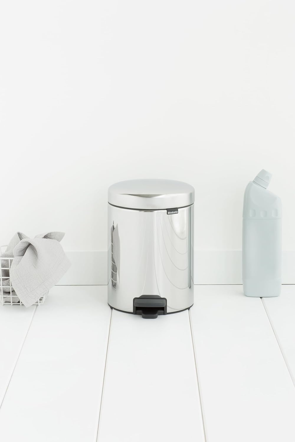 Brabantia Treteimer mit Inneneimer aus Kunststoff, stahl, Brilliant Steel, 5L, Brilliant Stahl 5 Lit