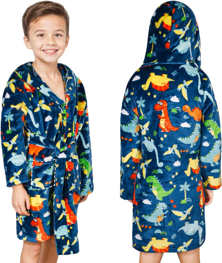 Baogaier Bademantel Kapuze Kinder Morgenmantel Flanell Nachtwäsche Robe Frottee Lange Ärmel Weiche S