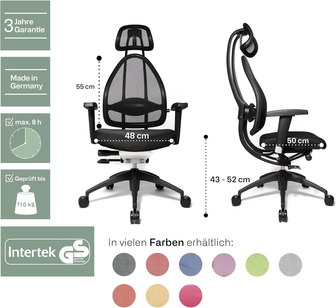 Topstar Open Art 2010 ergonomischer Bürostuhl, Schreibtischstuhl, inkl. höhenverstellbare Armlehnen,