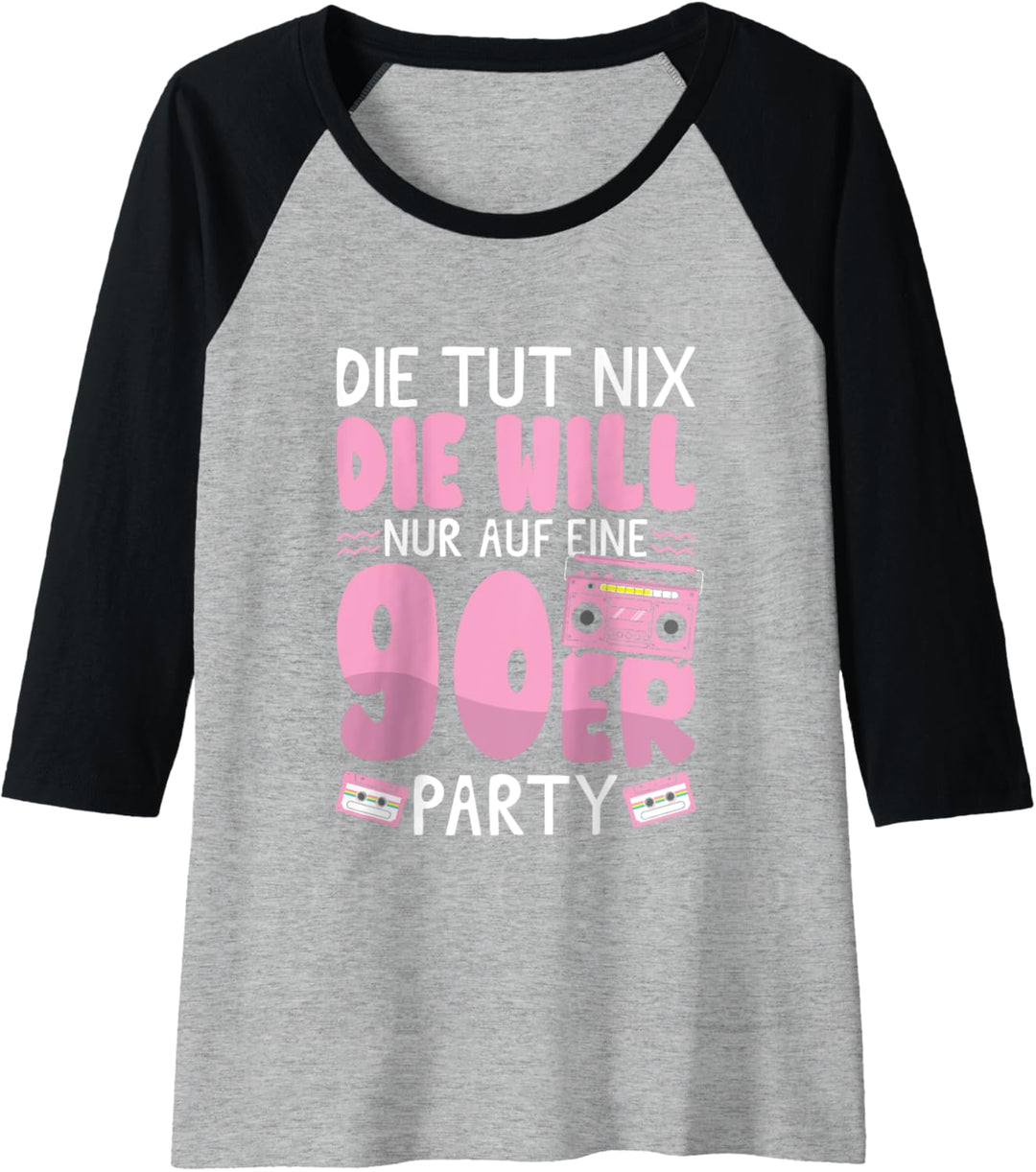 Damen 90er Jahre Outfit - Will nur auf eine 90er Party - 90er Raglan