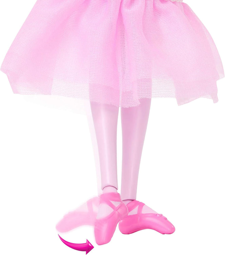 Barbie im Nussknacker Clara Ballerina-Puppe im rosa Satinkleid mit Puffärmeln, beweglichen Knöcheln