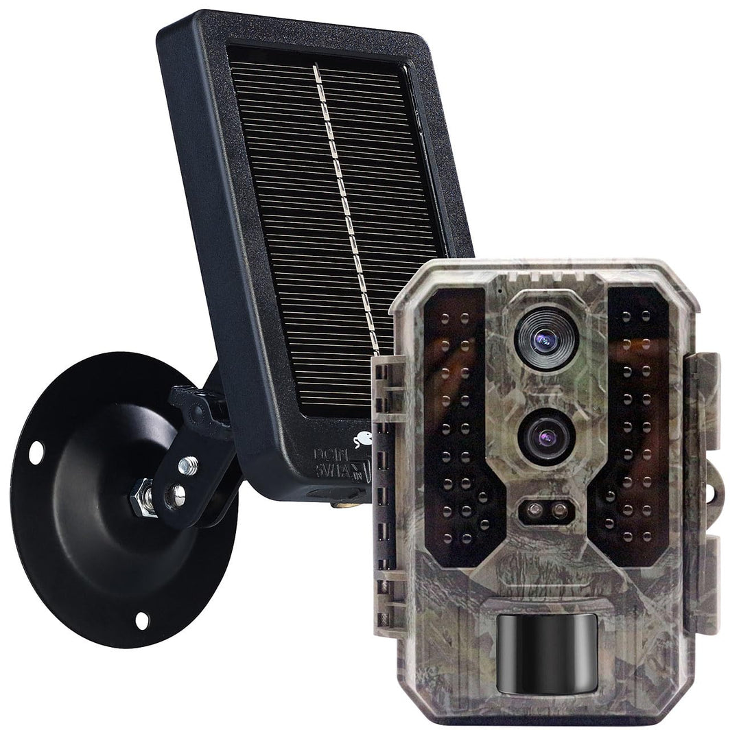 VisorTech Infrarot Wildkamera: 4K-Wildkamera mit Dual-Linse, IR-Nachtsicht, inkl. Akku-Solarpanel (m