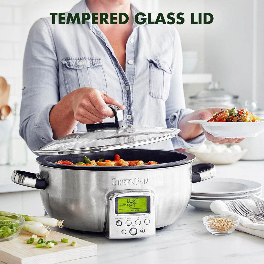 GreenPan Elite Wesentlich Schlau Elektrisch 5.6L Bratentopf,Einfache Brat- Sautier- Rühr- und Reisko