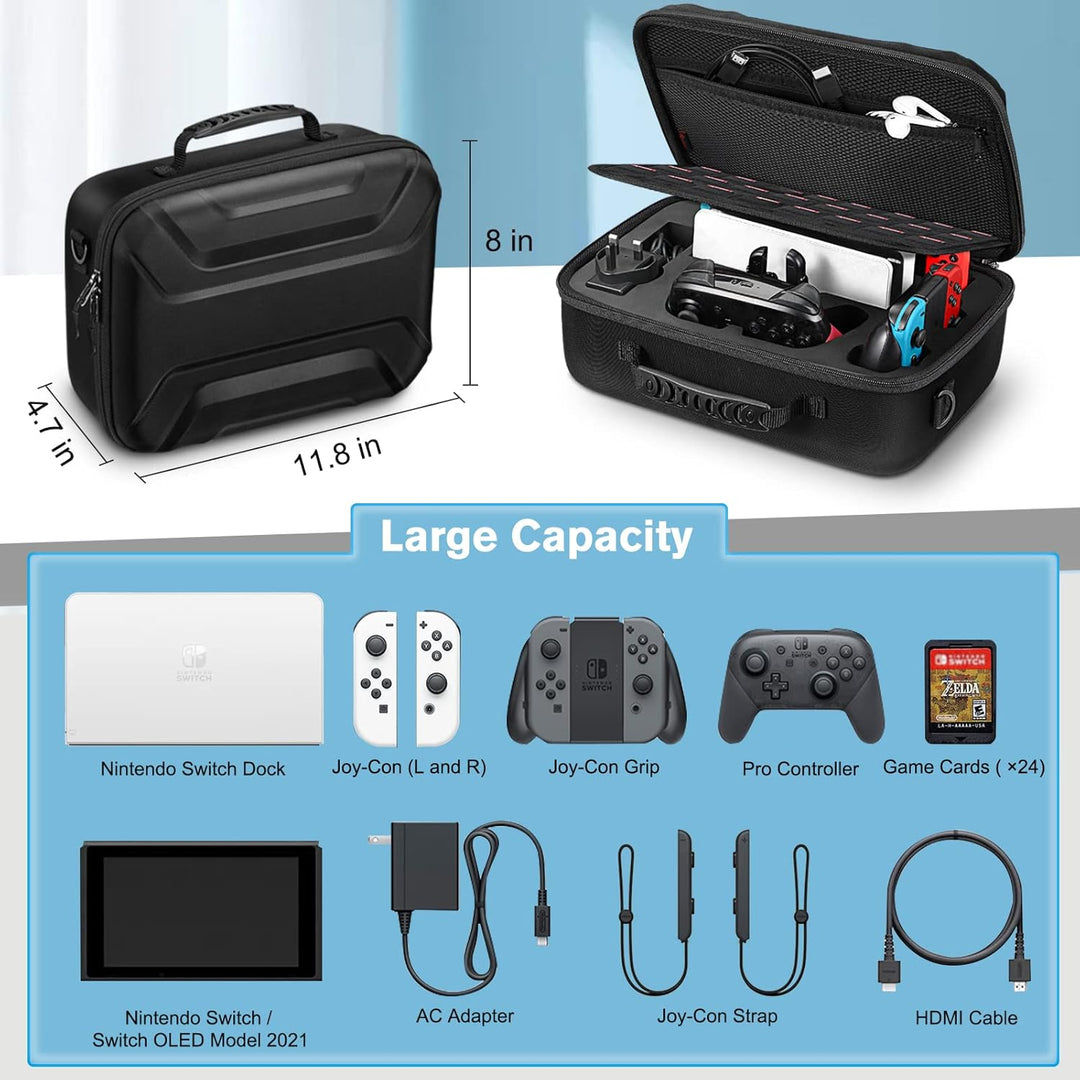 Fintie Tasche Kompatibel mit Nintendo Switch/Switch OLED Modell, Deluxe Hartschalen Tragetasche Hüll