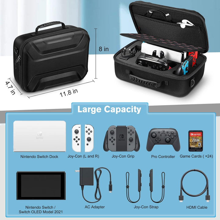 Fintie Tasche Kompatibel mit Nintendo Switch/Switch OLED Modell, Deluxe Hartschalen Tragetasche Hüll