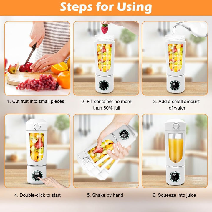 700 ml Tragbarer Mixer, Wiederaufladbarer Kleiner Entsafter, Smoothie Maker mit 12 Rostfreien Klinge