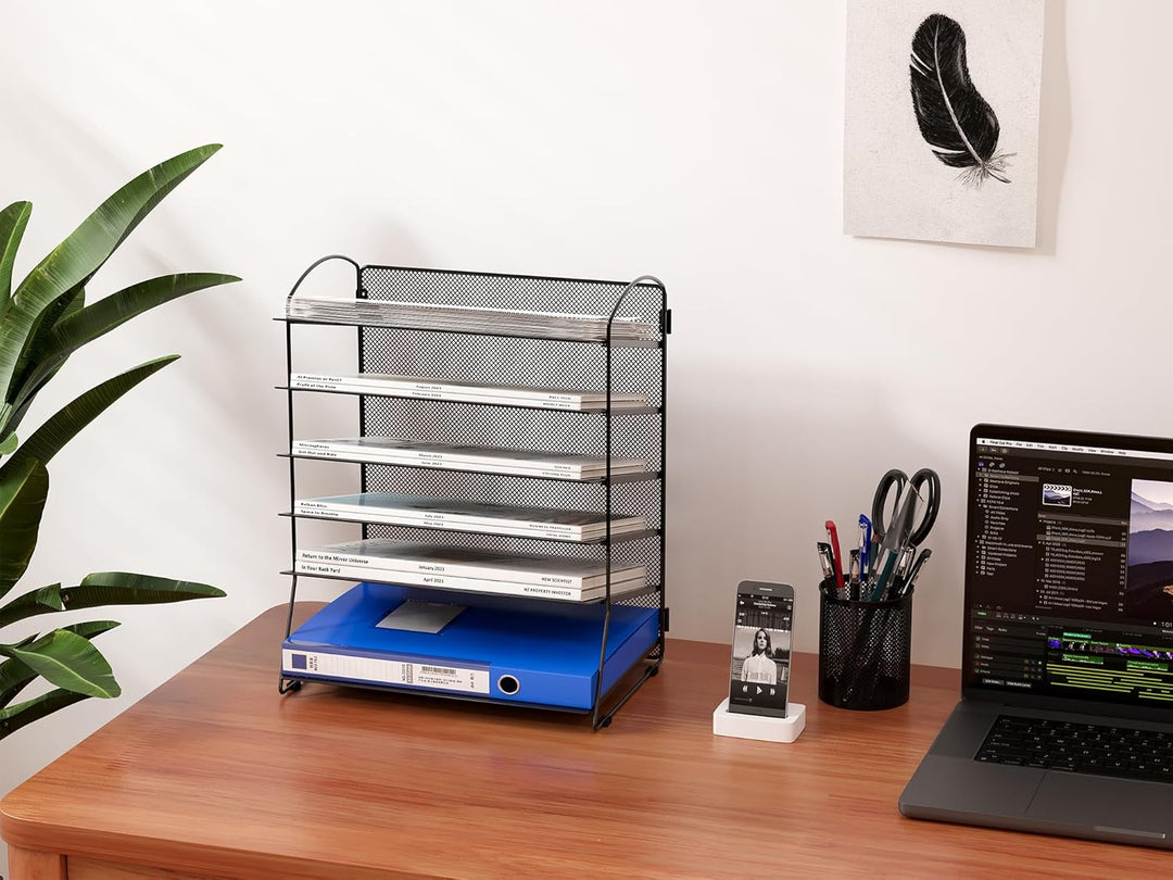 EasyPAG 6 Fächer A4 Metall Büro Schreibtisch Organizer Dokumentenhalter Aktenablage Zeitschriftenhal