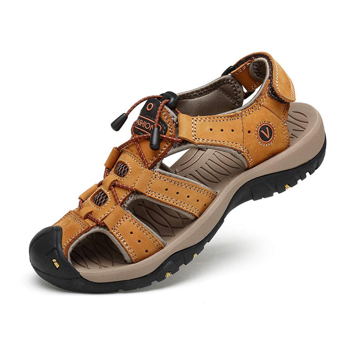 Sandalen Herren Leder Strand Wandersandale Trekkingsandalen Outdoorschuhe Sommer Freizeitschuhe Wand