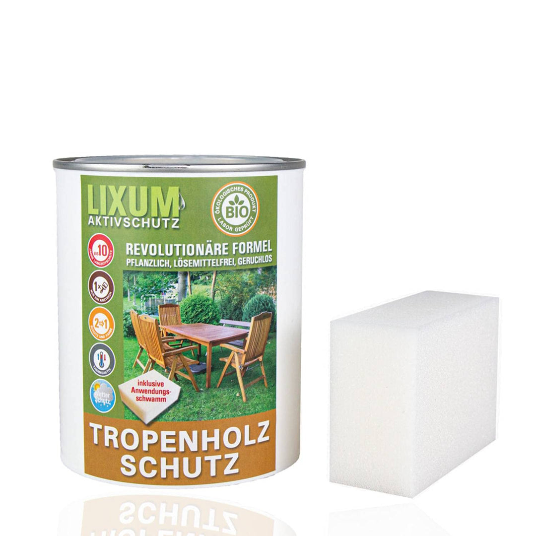 BONGOSSI Tropenholz HOLZSCHUTZ Bio (farblos) 335 ml = 10m² - natürlicher Langzeitschutz für Holz, hä