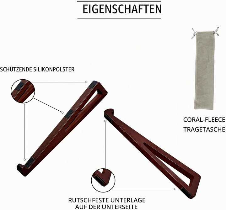 Laptopständer aus Bambusholz, tragbarer Laptopständer aus Holz für Schreibtisch und Tablet mit Trage
