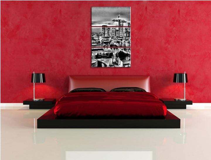 Pixxprint Frankfurt Skyline als Leinwandbild/Grösse: 3 Teilig (120x80) cm/Wandbild/Kunstdruck/fertig