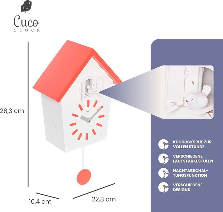 Cuco Clock Kuckucksuhr BAUERNHAUS, Pendeluhr Wanduhr, Moderne Schwarzwalduhr, 28,3 × 22,8 × 10,4cm,