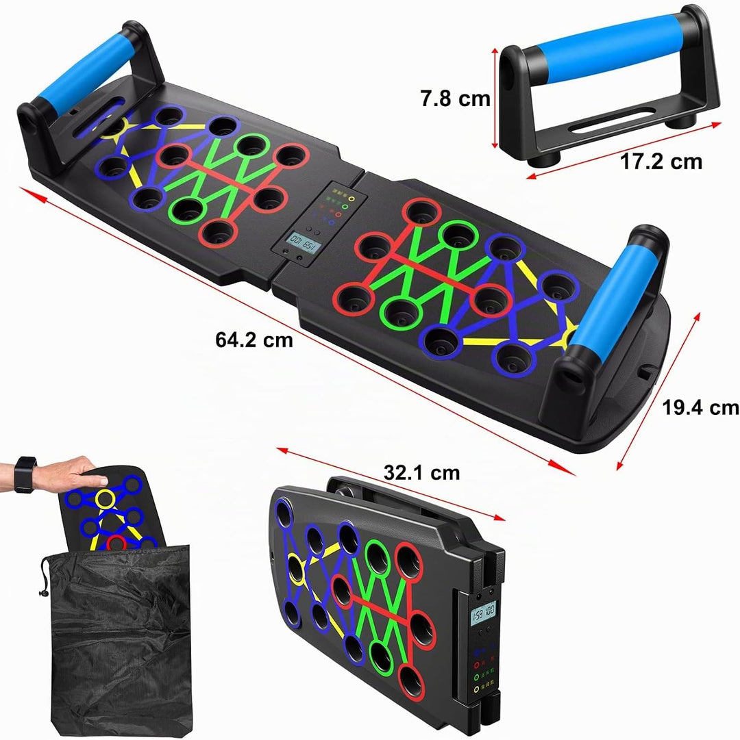 Liegestützbrett mit Automatischer Zählung, Multifunktionales 30-in-1 Push Up Board, Faltbares Fitnes