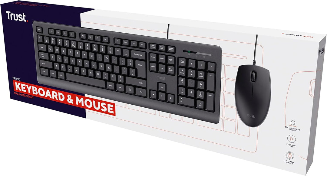 Trust Primo Tastatur Maus Set, Belgisches AZERTY-Layout