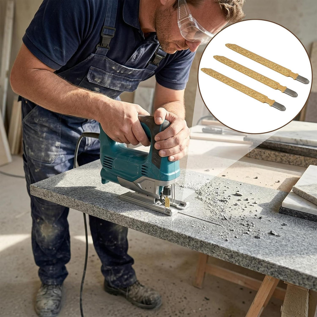 Professionelle Diamant-Stichsägeblätter - 3 Stück, 100mm / 4 Zoll - Vakuumgelötet für Präzises Schne