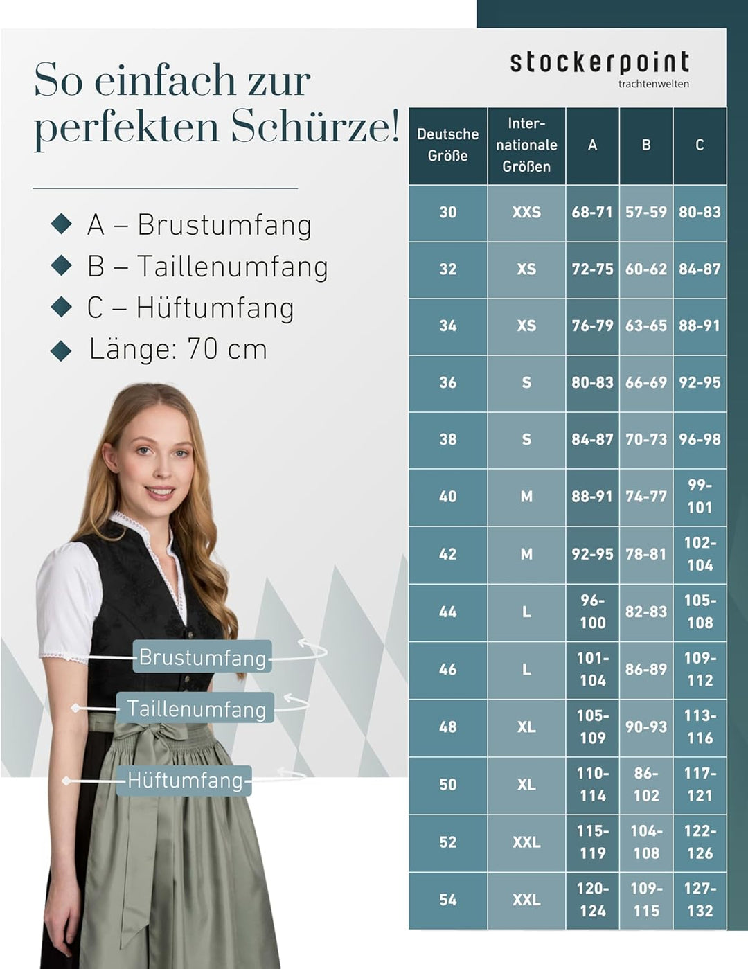 Stockerpoint Damen Schürze Kristin Dirndlschürze, Salbei, Regular
