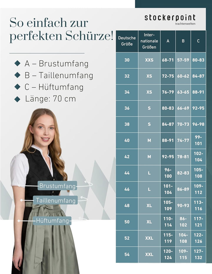 Stockerpoint Damen Schürze Kristin Dirndlschürze, Salbei, Regular