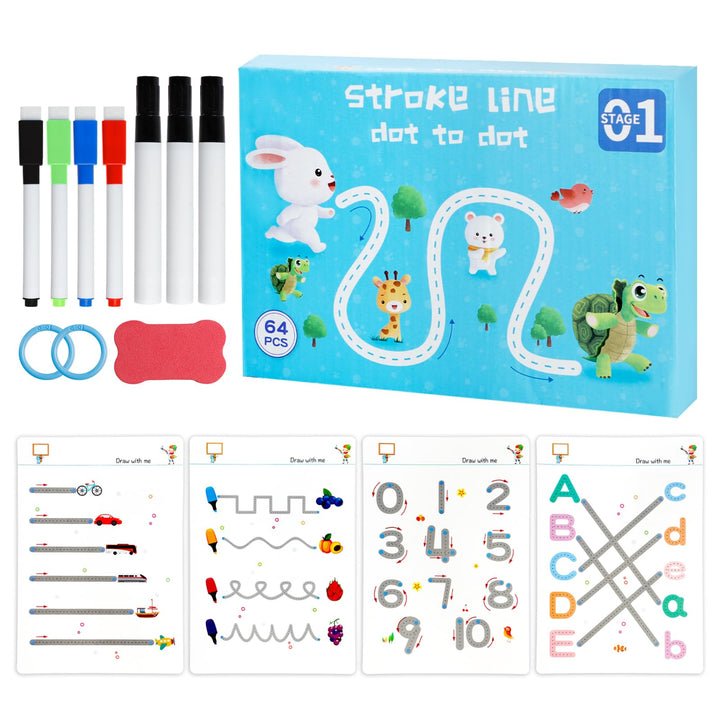 Scribble Smart Arbeitsbuch, Wiederverwendbar Smart Buch Trainingsbuch zur Stiftkontrolle mit 7 Pcs l