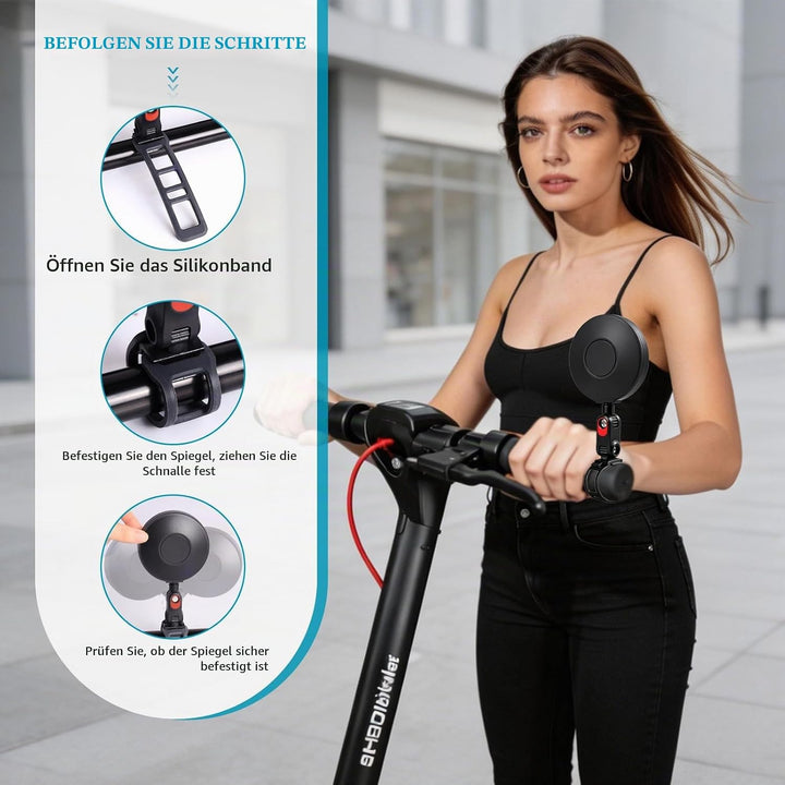 Rückspiegel für Roller Kompatibel mit Segway Ninebot ZT3 Pro F3 Pro und allen KickScooter Max G30 G2