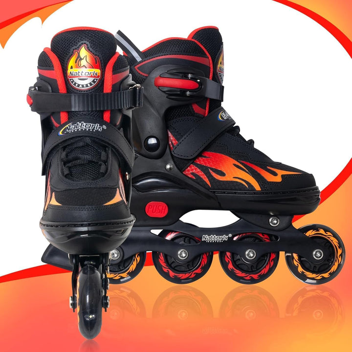 Nattork Adjustable Inline Skates for Kids and Teens, Nezha Inferno Skates Indoor and Outdoor Blades