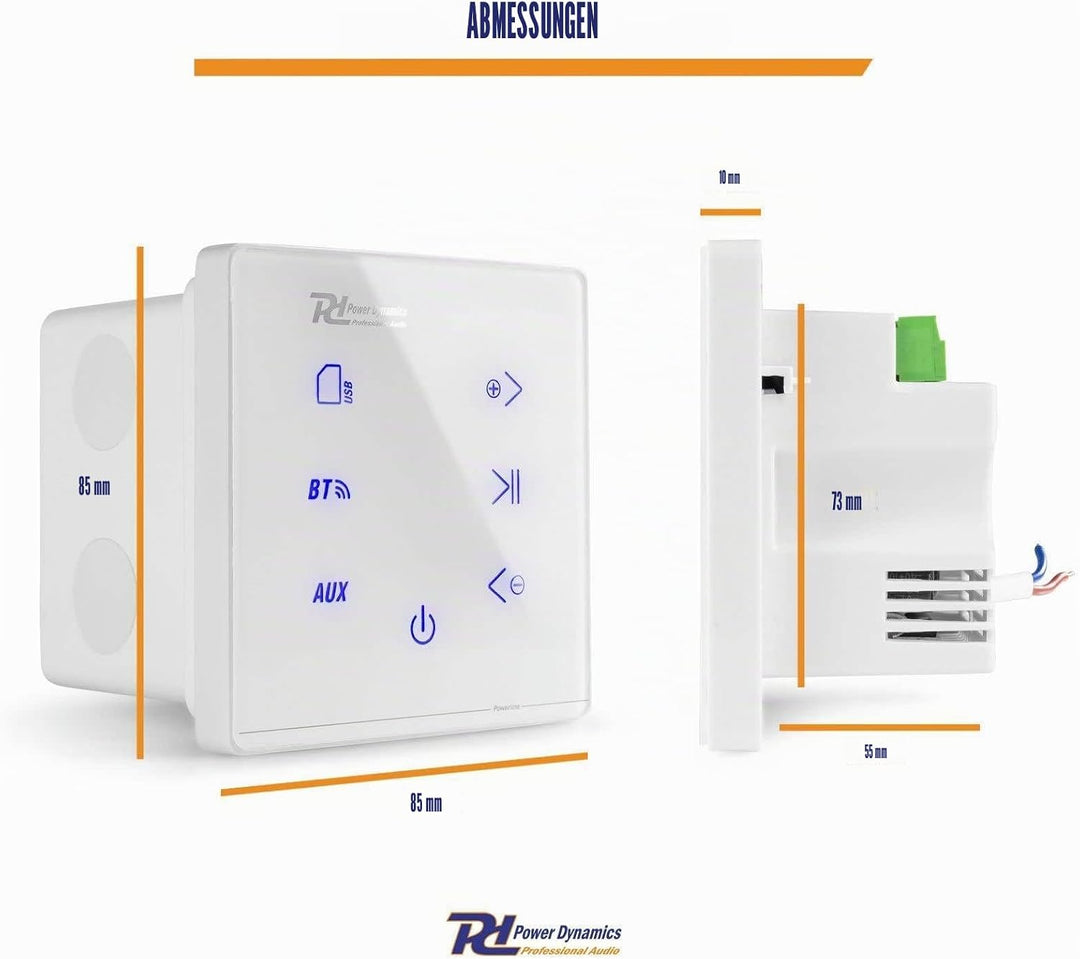 Power Dynamics Powerline A50W - Wandverstärker Bluetooth 5.0 Stereo Verstärker für Einbau, Wohnzimme
