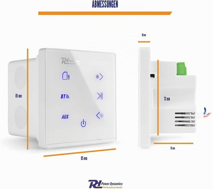 Power Dynamics Powerline A50W - Wandverstärker Bluetooth 5.0 Stereo Verstärker für Einbau, Wohnzimme