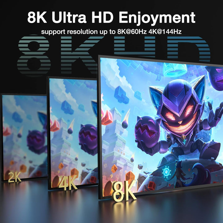8K HDMI KVM Switch 2 PC 2 Monitore 8K@60Hz 4K@144Hz, MLEEDA USB 3.0 Dual Monitor KVM Switch mit 4 US