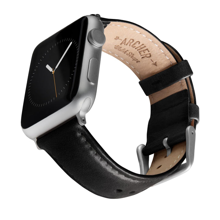 Archer Watch Straps - Uhrenarmbänder aus Hochwertigem Genarbtem Leder für Apple Watch Schwarz/abgest