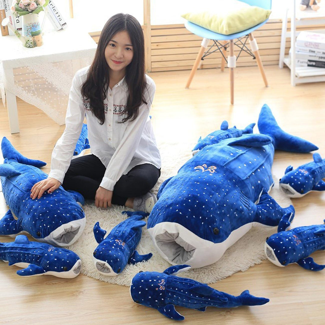 Kreative Walhai Kissen Plüsch Puppe Nickerchen Kissen 75cm Blau, 75cm Blau