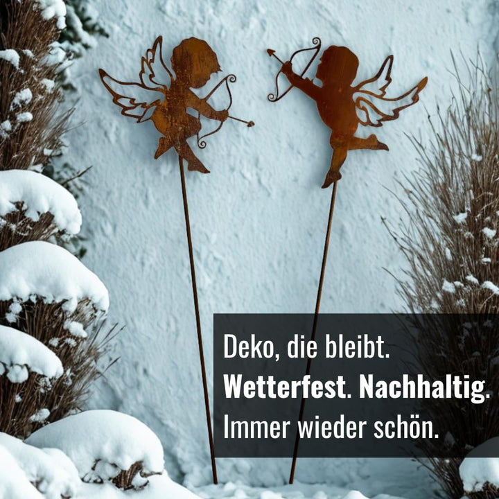 Terma Stahldesign XXL Set 120 cm Rost Weihnachtsengel Made in Germany Gartenstecker Outdoor rost dek